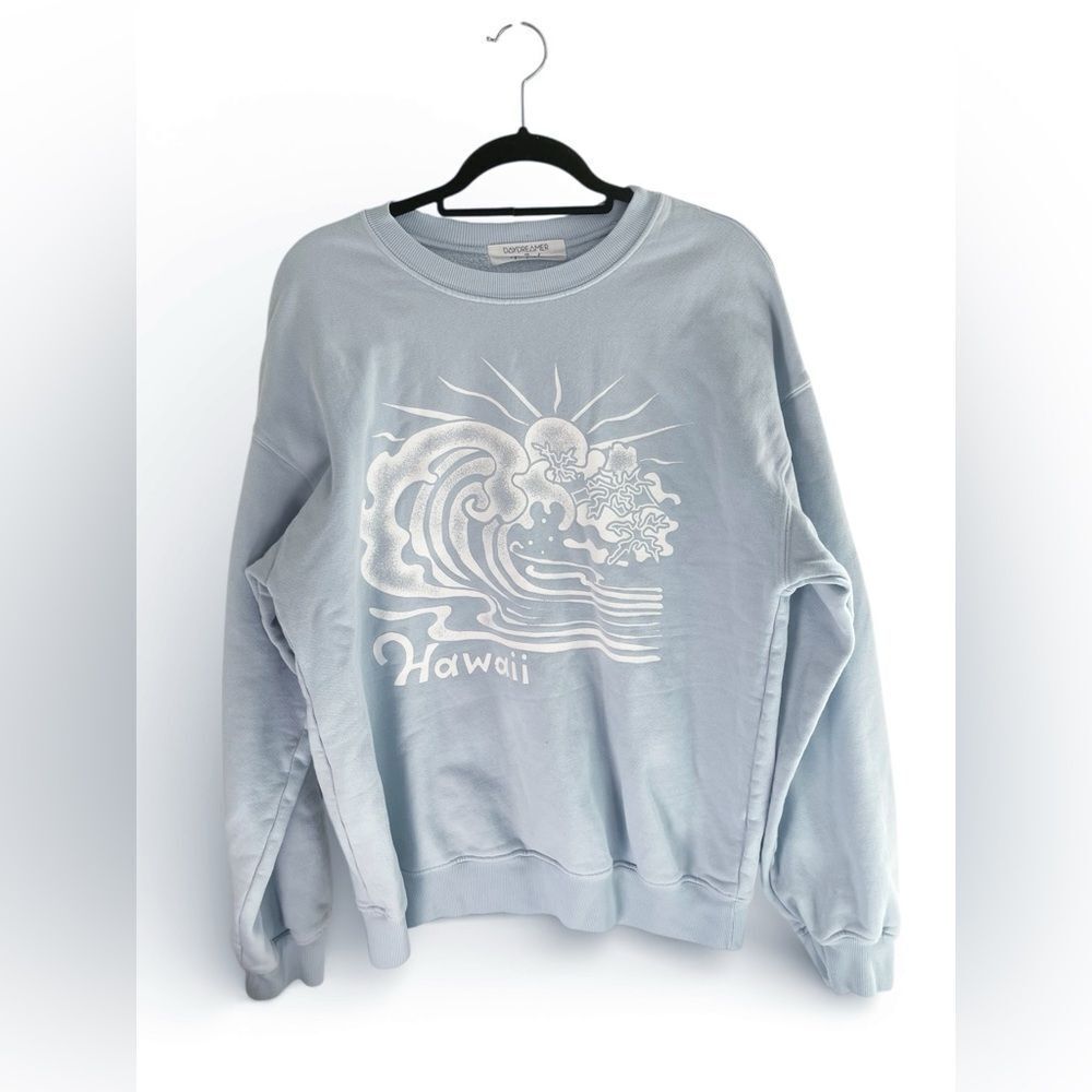 Free People Daydreamer HAWAII SURF oversized boyfriend sweatshirt in pastel blue - Picture 3 of 7